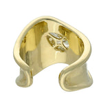 9ct Yellow Gold 2ct Pear Cut Laboratory-Grown Diamond Large Wave Cuff Open End Statement Ring