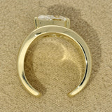 9ct Yellow Gold 2ct Pear Cut Laboratory-Grown Diamond Large Wave Cuff Open End Statement Ring