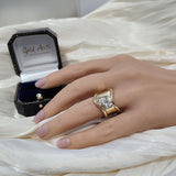 9ct Yellow Gold 2ct Pear Cut Laboratory-Grown Diamond Large Wave Cuff Open End Statement Ring