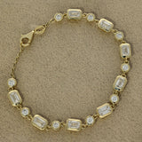 9ct Yellow Gold Bezel Set 5ct Round Brilliant & Emerald Cut Laboratory-Grown Diamond Tennis Bracelet
