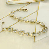 9ct Yellow Gold Bezel Set 5ct Round Brilliant & Emerald Cut Laboratory-Grown Diamond Tennis Bracelet