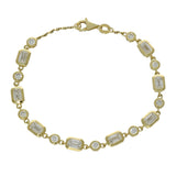 9ct Yellow Gold Bezel Set 5ct Round Brilliant & Emerald Cut Laboratory-Grown Diamond Tennis Bracelet
