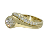 9ct Yellow Gold 2ct Marquise Cut Laboratory-Grown Diamond with Round Diamond Wave Accent Statement R