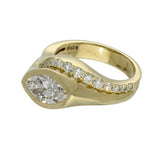 9ct Yellow Gold 2ct Marquise Cut Laboratory-Grown Diamond with Round Diamond Wave Accent Statement R