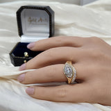 9ct Yellow Gold 2ct Marquise Cut Laboratory-Grown Diamond with Round Diamond Wave Accent Statement R