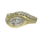 9ct Yellow Gold 2ct Marquise Cut Laboratory-Grown Diamond with Round Diamond Wave Accent Statement R