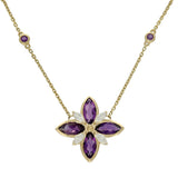 9ct Yellow Gold, Marquise Amethyst and Laboratory-Grown Diamond 'Lavender' Necklace