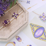9ct Yellow Gold, Marquise Amethyst and Laboratory-Grown Diamond 'Lavender' Necklace