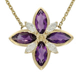 9ct Yellow Gold, Marquise Amethyst and Laboratory-Grown Diamond 'Lavender' Necklace