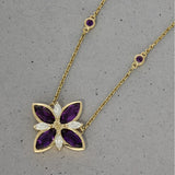 9ct Yellow Gold, Marquise Amethyst and Laboratory-Grown Diamond 'Lavender' Necklace