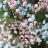 9ct Yellow Gold, Marquise Amethyst and Laboratory-Grown Diamond 'Lavender' Necklace