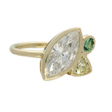 9ct Yellow Gold  Laboratory-Grown Diamonds & Paraiba Tourmaline 'Daffodil' Ring