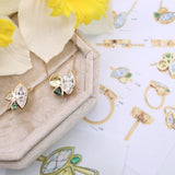 9ct Yellow Gold  Laboratory-Grown Diamond, Sapphire & Tourmaline Daffodil Necklace