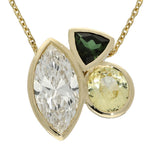 9ct Yellow Gold  Laboratory-Grown Diamond, Sapphire & Tourmaline Daffodil Necklace