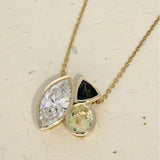 9ct Yellow Gold  Laboratory-Grown Diamond, Sapphire & Tourmaline Daffodil Necklace