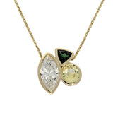 9ct Yellow Gold  Laboratory-Grown Diamond, Sapphire & Tourmaline Daffodil Necklace