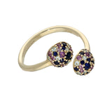 9ct Yellow Gold, Sapphire, Amethyst & Blue Topaz 'Hydrangea' Crossover Ring