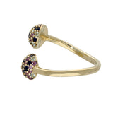 9ct Yellow Gold, Sapphire, Amethyst & Blue Topaz 'Hydrangea' Crossover Ring