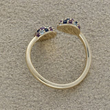 9ct Yellow Gold, Sapphire, Amethyst & Blue Topaz 'Hydrangea' Crossover Ring