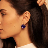 Lalique Cabochon Earrings Silver & Cap Ferrat Blue Crystal 10854400
