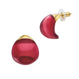 Lalique Cabochon Earrings 18ct Gold Plated & Red Crystal 10854600