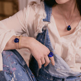 Lalique Cabochon Pendant Silver & Cap Ferrat Blue Crystal 10854800
