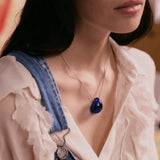 Lalique Cabochon Pendant Silver & Cap Ferrat Blue Crystal 10854800
