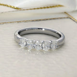 18ct White Gold 0.73ct Oval Cut Diamond Claw Set 5 Stone Ring