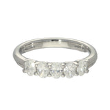 18ct White Gold 0.73ct Oval Cut Diamond Claw Set 5 Stone Ring