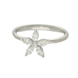 18ct White Gold 0.33ct Round and Marquise Cut Diamond Flower Ring