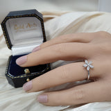 18ct White Gold 0.33ct Round and Marquise Cut Diamond Flower Ring