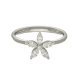 18ct White Gold 0.33ct Round and Marquise Cut Diamond Flower Ring