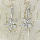 18ct White Gold 0.72ct Marquise Diamond Flower Drop Stud Earrings