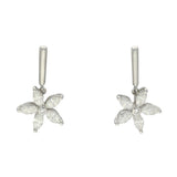 18ct White Gold 0.72ct Marquise Diamond Flower Drop Stud Earrings