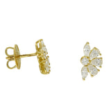 18ct Yellow Gold 1ct Round, Pear & Marquise Cut Diamond Fan Shape Stud Earrings