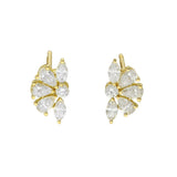18ct Yellow Gold 1ct Round, Pear & Marquise Cut Diamond Fan Shape Stud Earrings