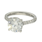 Platinum Laboratory-Grown 3ct Round Diamond Shoulders Solitaire Ring