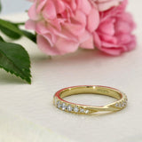18ct Yellow Gold 0.32ct Diamond Fishtail Set Kiss Half Eternity Ring