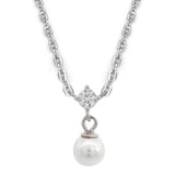 Georgini Adagio Touch of Sparkle Pearl Necklace Silver IP1219W