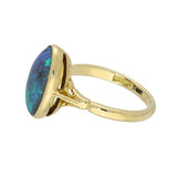 Pre-owned 14ct Yellow Gold Large Oval Opal Doublet Single Stone Ring