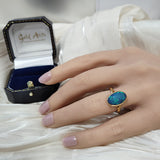 Pre-owned 14ct Yellow Gold Large Oval Opal Doublet Single Stone Ring
