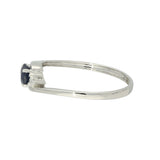 9ct White Gold East-West Set Oval Sapphire and Diamond 3 Stone Twist Ring