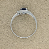 9ct White Gold East-West Set Oval Sapphire and Diamond 3 Stone Twist Ring
