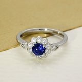 Platinum Sapphire & Diamond Daisy Cluster Ring