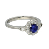 Platinum Sapphire & Diamond Daisy Cluster Ring