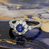 Platinum Sapphire & Diamond Daisy Cluster Ring