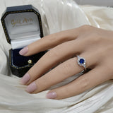 Platinum Sapphire & Diamond Daisy Cluster Ring