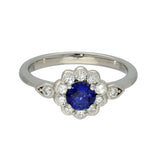 Platinum Sapphire & Diamond Daisy Cluster Ring