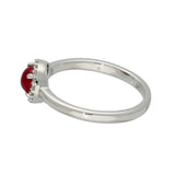 9ct White Gold Round Cabochon Ruby & Diamond Halo Ring