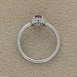 9ct White Gold Round Cabochon Ruby & Diamond Halo Ring